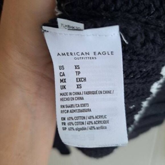 American Eagle Women's Rib-Knit Stripes Long Sleeves Sweater Black White Size XS - Picture 5 of 6